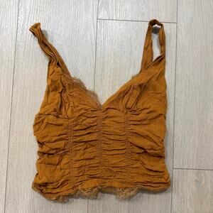 Free people brown ruched lace